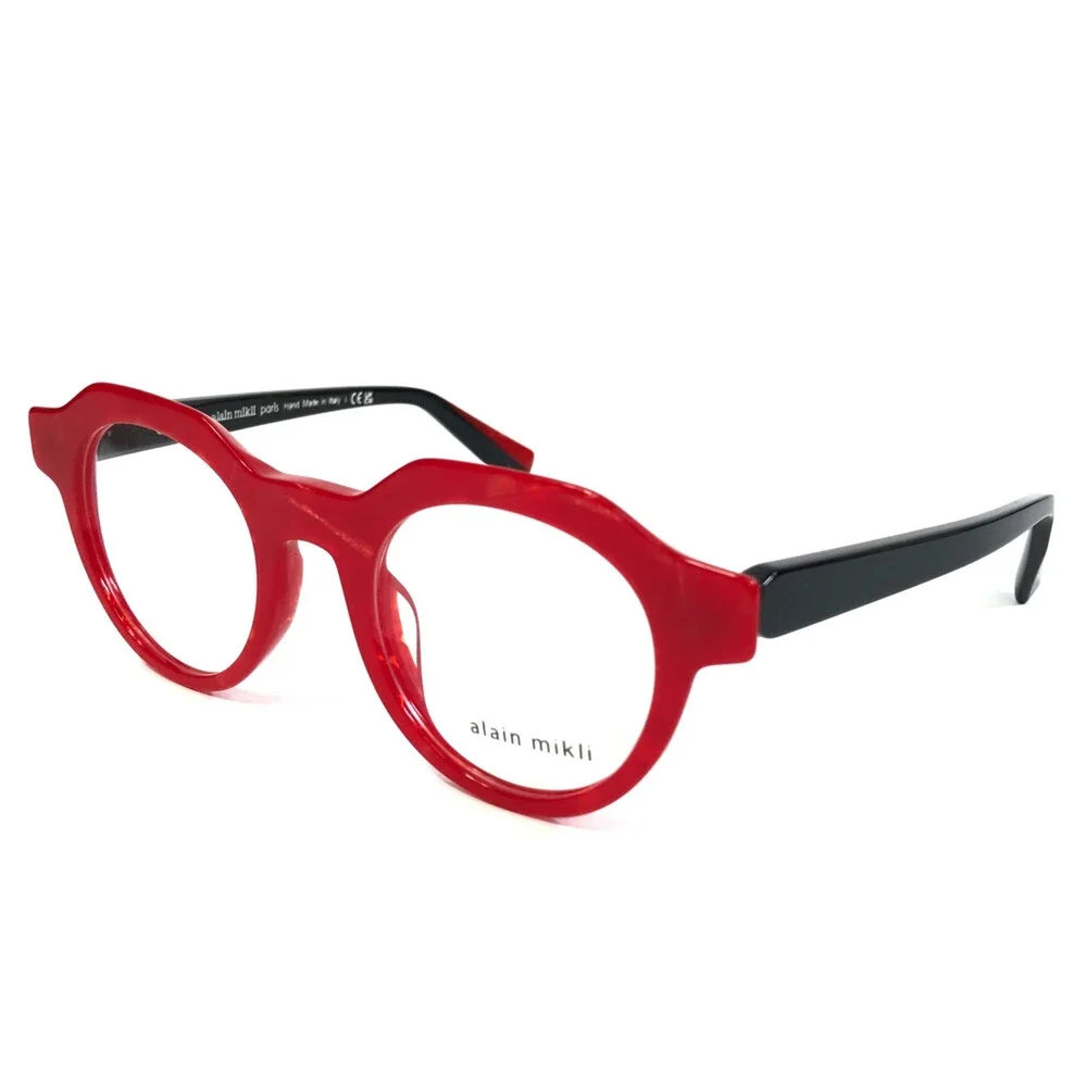 Alain Mikli Eyeglasses Frames A03156 004 Red Black Sparkly Marble 47-22-145